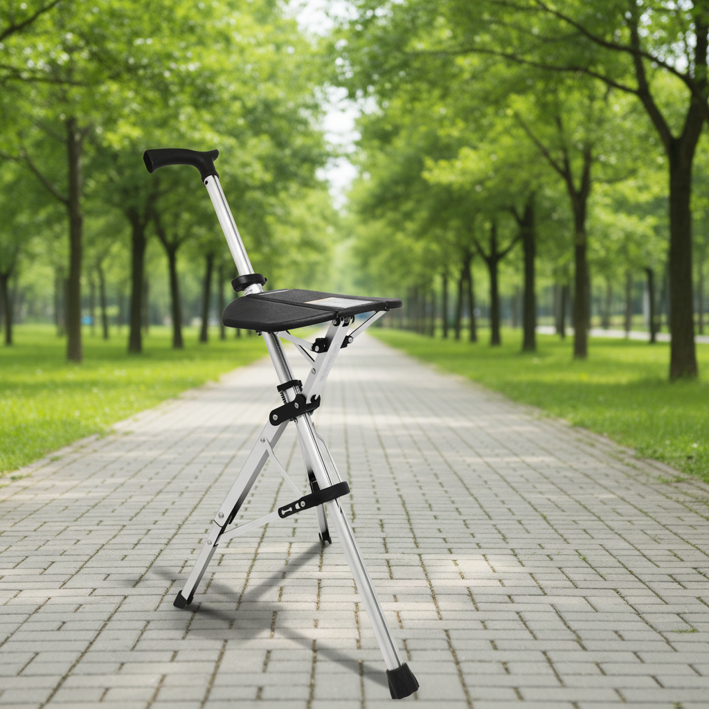 Folding Walking Stick with Seat
