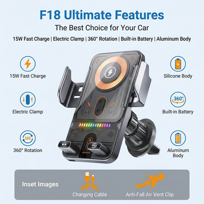 Auto-Clamping Car Phone Holder & Charger