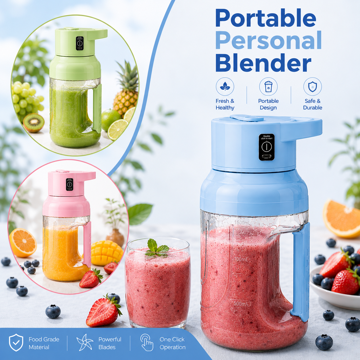Portable 1500ml Travel Blender